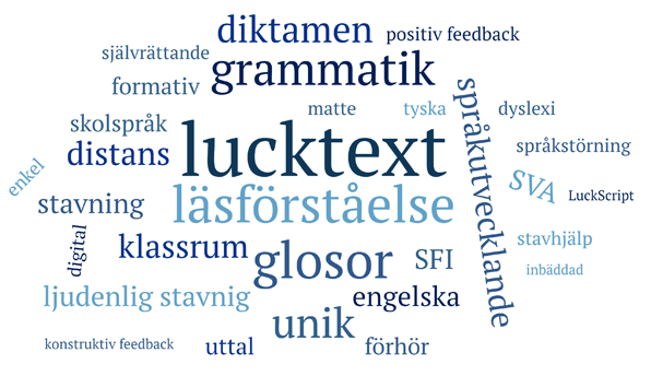 Lucktexter med en unik stavningsfunktion som ger konstruktiv feedback